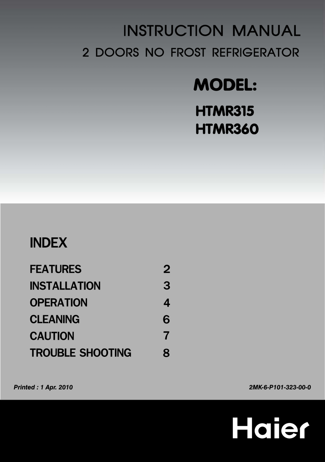 Haier HTMR315, HTMR360 manual 