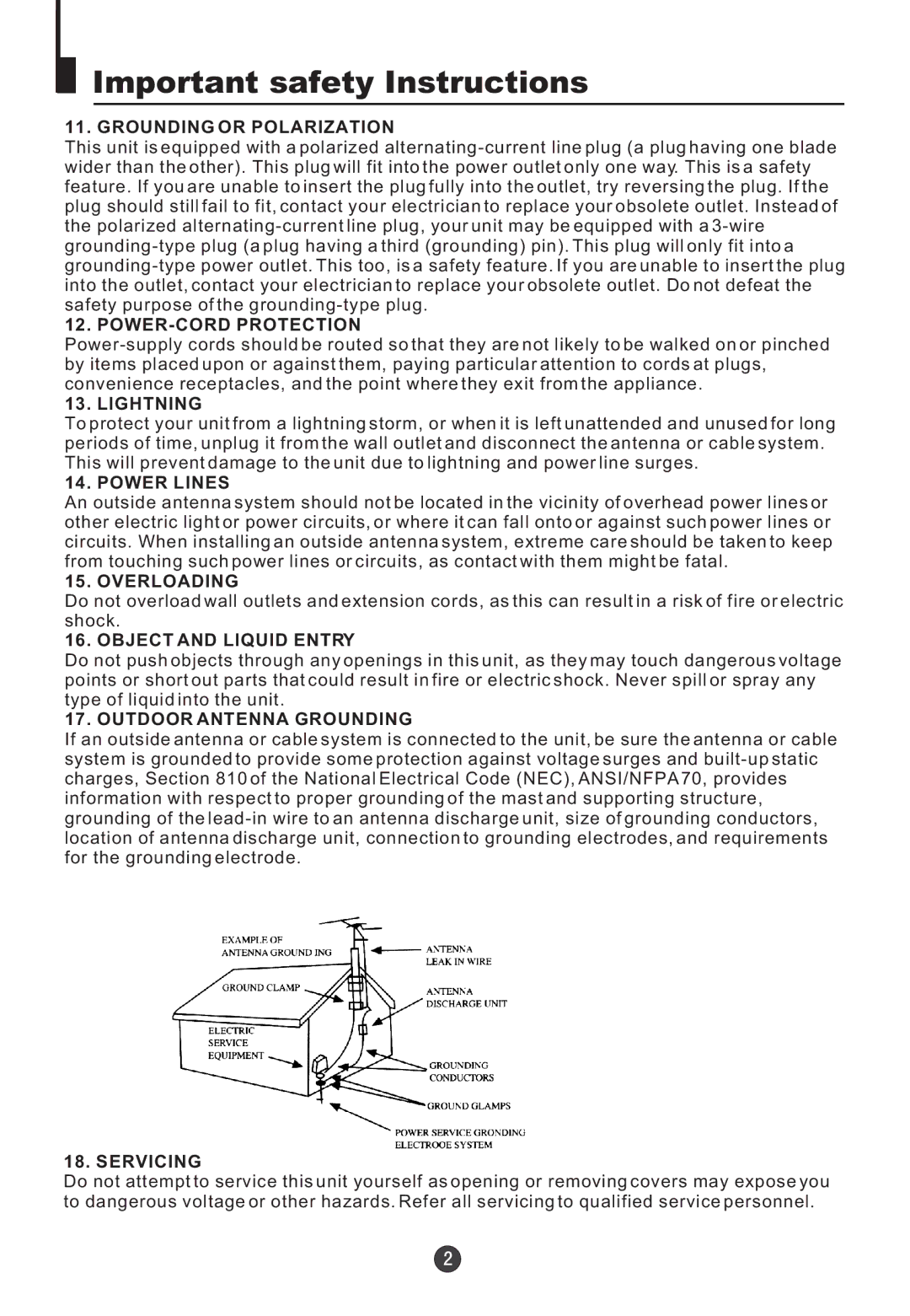 Haier HTN20R16 owner manual Grounding or Polarization 