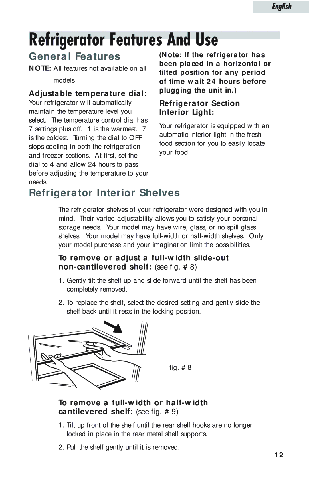 Haier HTQ21JAARSS warranty Refrigerator Features And Use, General Features, Refrigerator Interior Shelves 