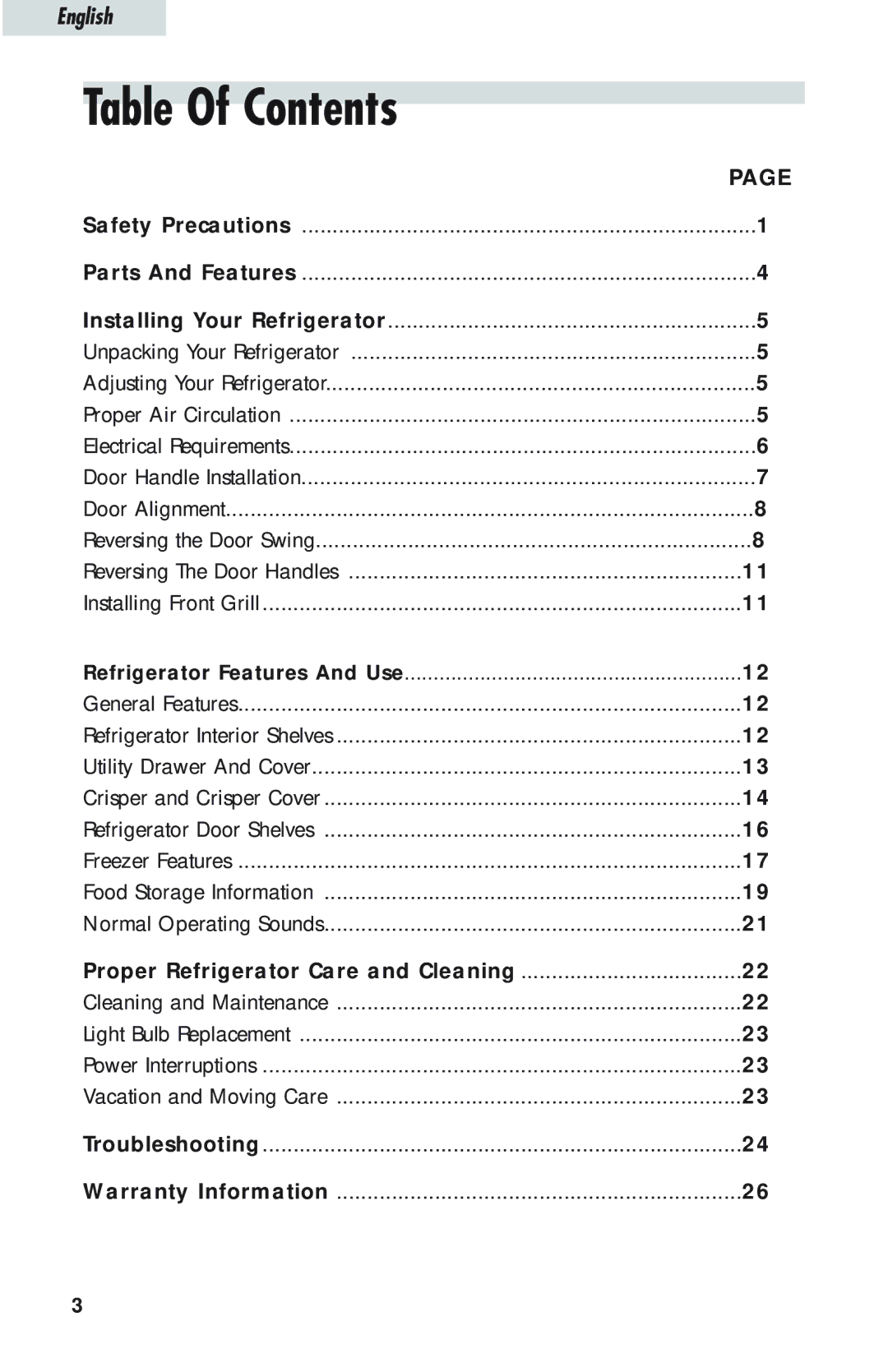 Haier HTQ21JAARSS warranty Table Of Contents 