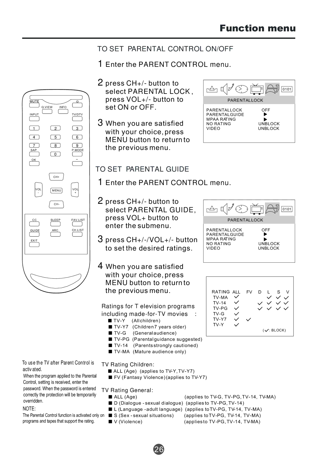 Haier HTR13 Set on or OFF, When you are satisfied, With your choice, press, Menu button to return to Previous menu 