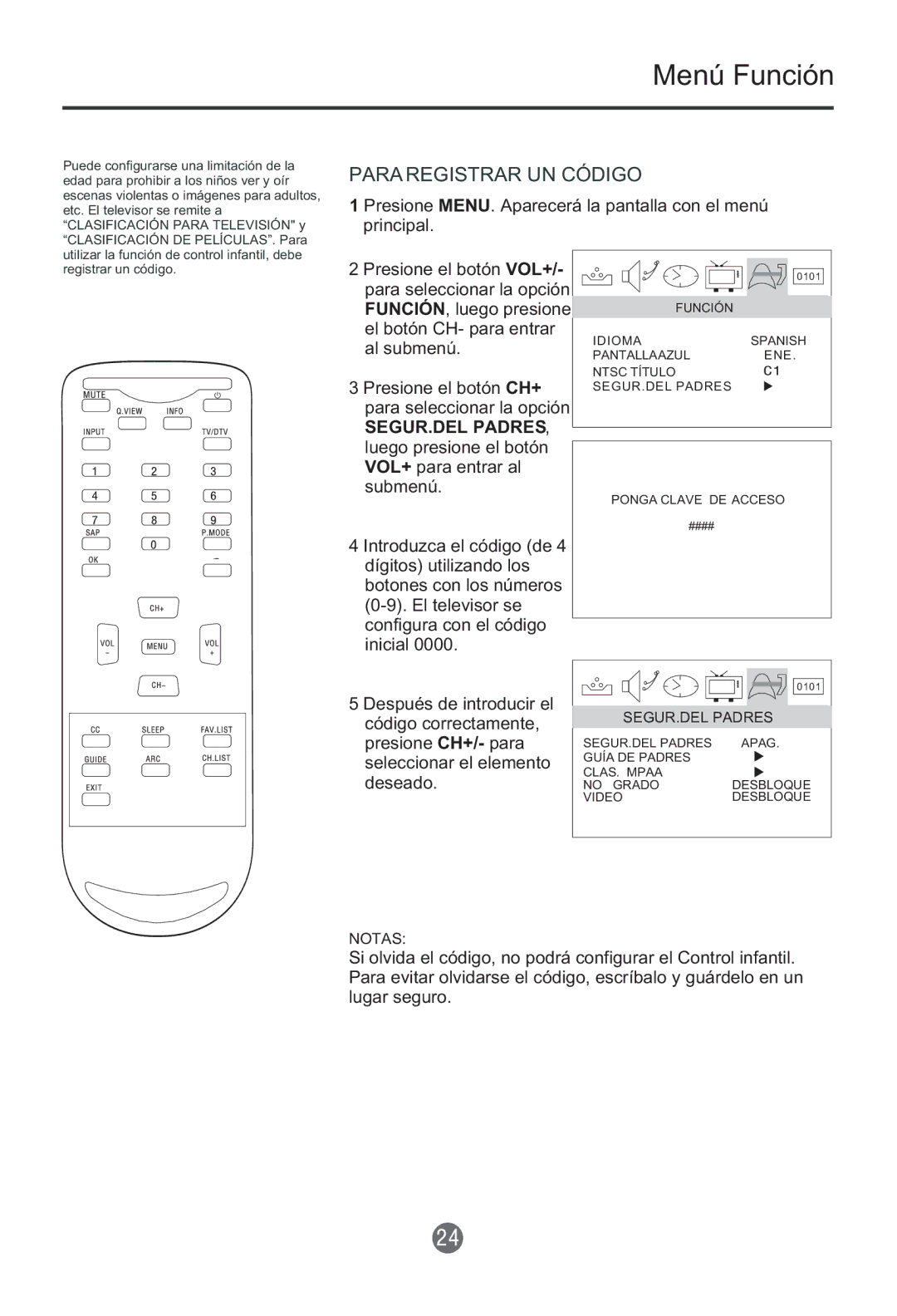 Haier HTR13 owner manual Para Registrar UN Código 