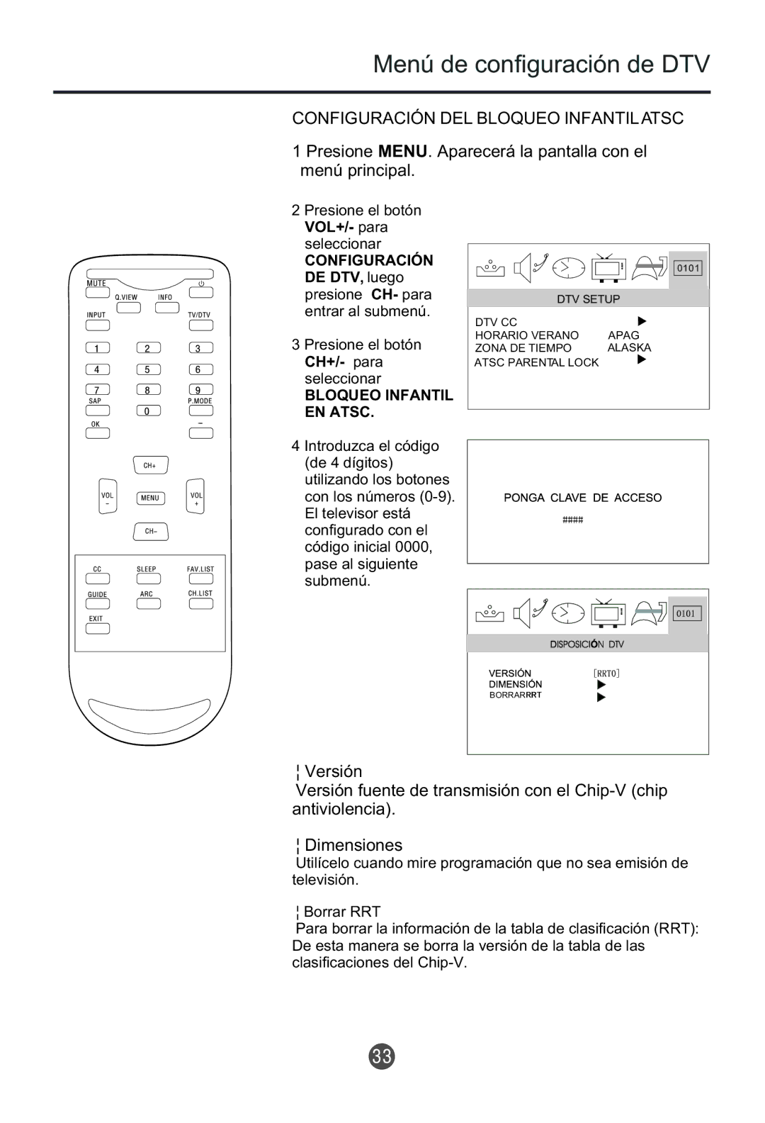 Haier HTR13 owner manual Configuración DEL Bloqueo Infantil Atsc, Bloqueo Infantil EN Atsc 