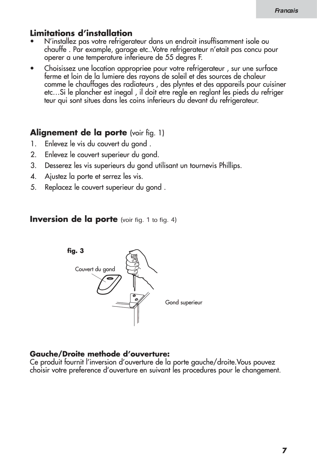 Haier 16, HTV 15 user manual Francais Francais 