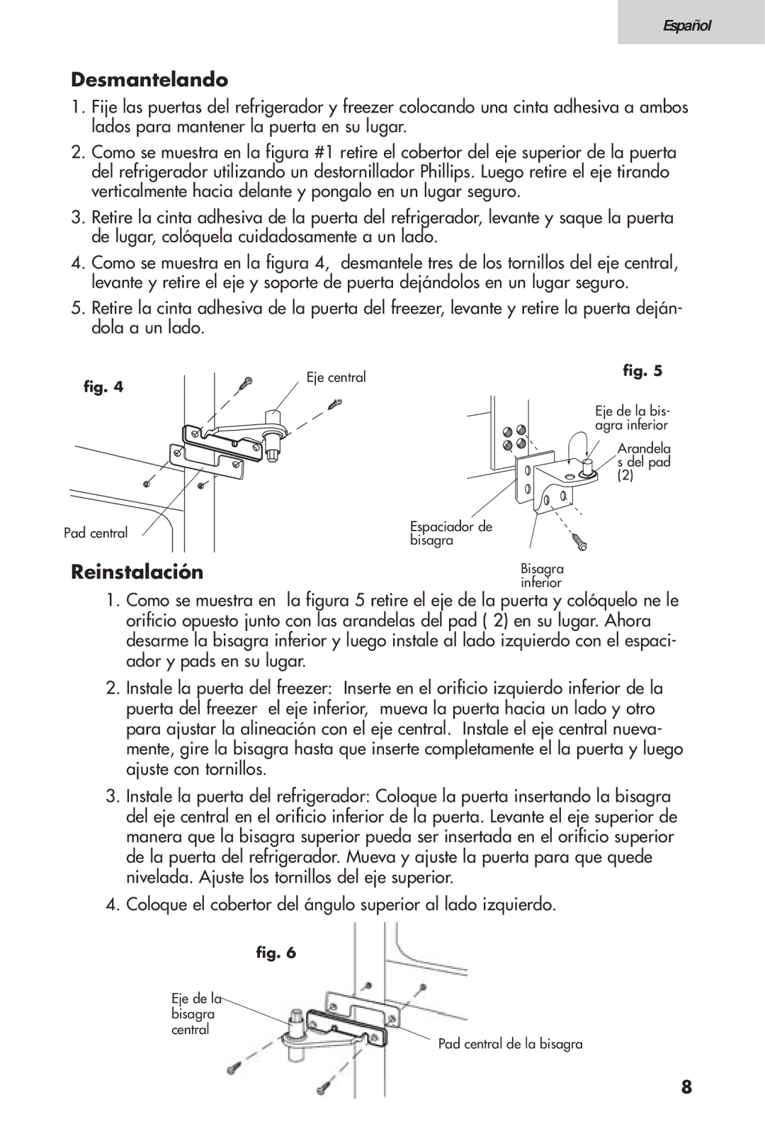 Haier 16, HTV 15 user manual Desmantelando, Reinstalación 