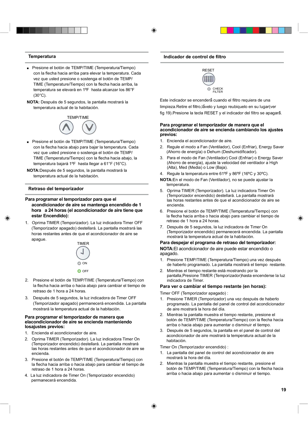 Haier HTWR10VCK manual Temperatura, QglfdgruGhFrqwuroGh¿Owur, Para despejar el programa de retraso del temporizador 