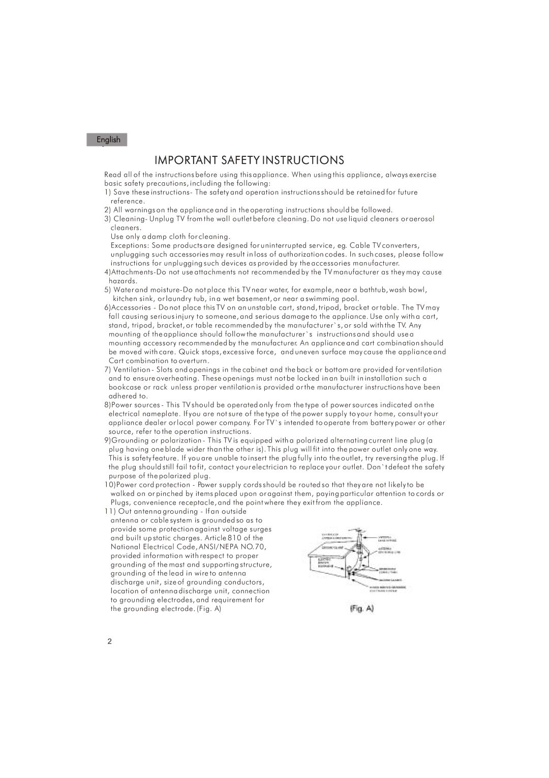 Haier HTX25S31, HTX29S31S, HTX34S31 manual Important Safety Instructions 