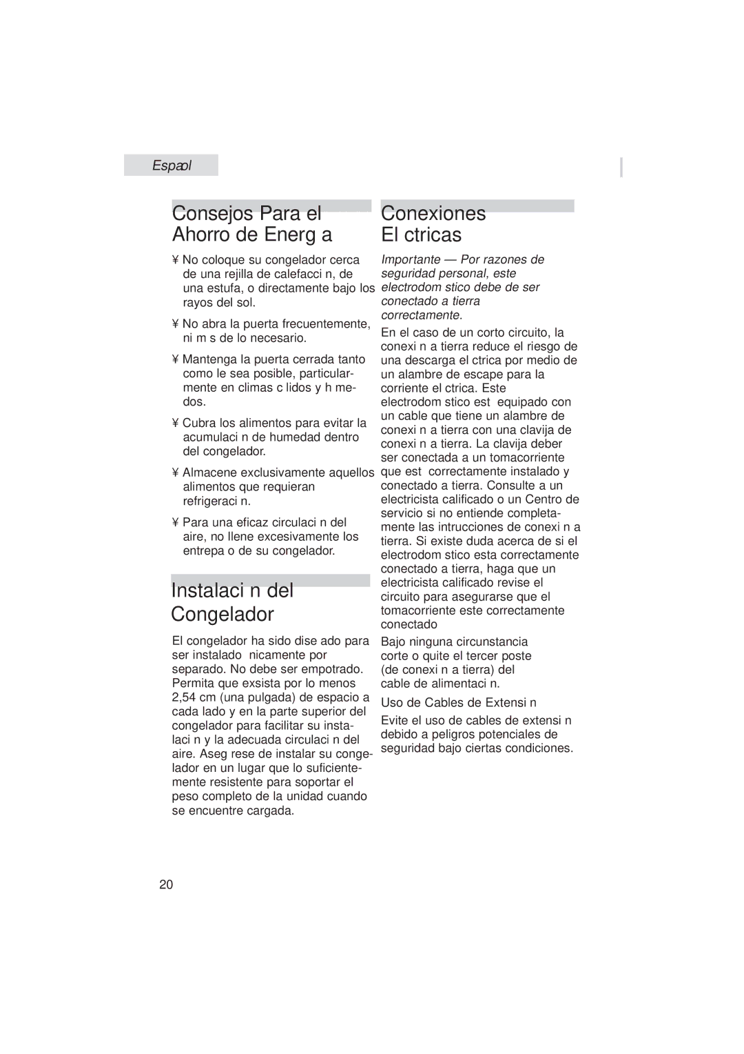 Haier HUM013EA user manual Consejos Para el Ahorro de Energía, Instalación del Congelador, Conexiones Eléctricas 