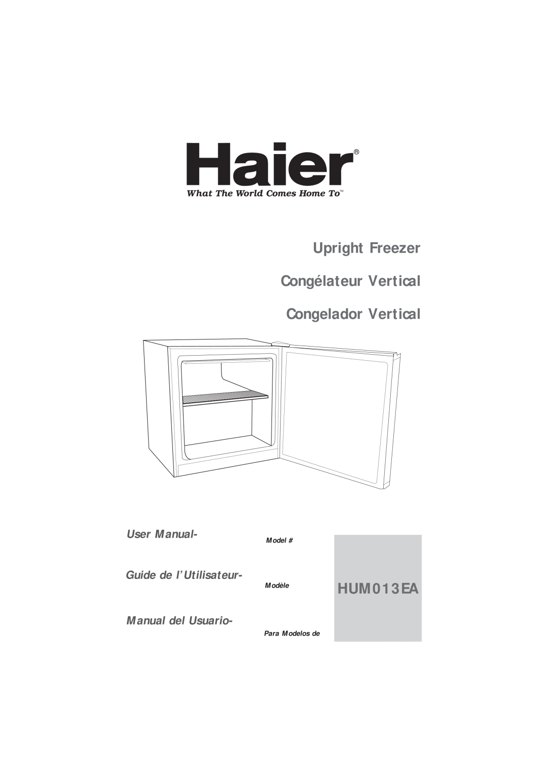Haier HUM013EA user manual Model #, Para Modelos de, Upright Freezer Congélateur Vertical, Congelador Vertical 