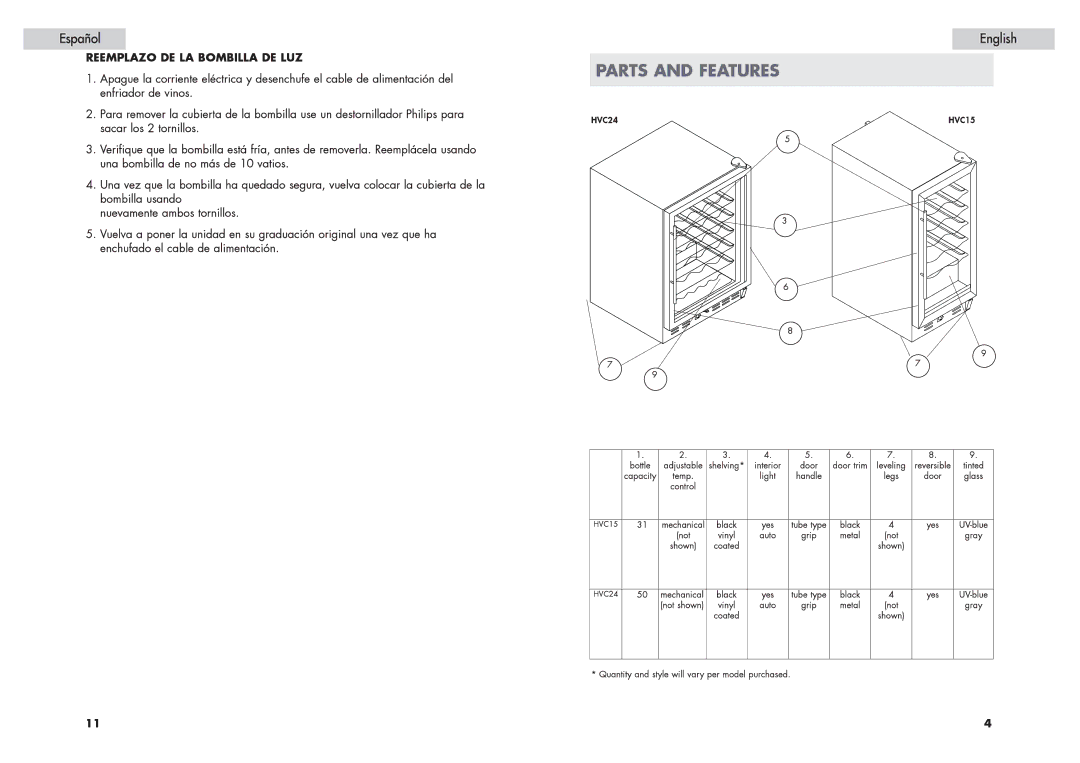 Haier HVC15 manual 