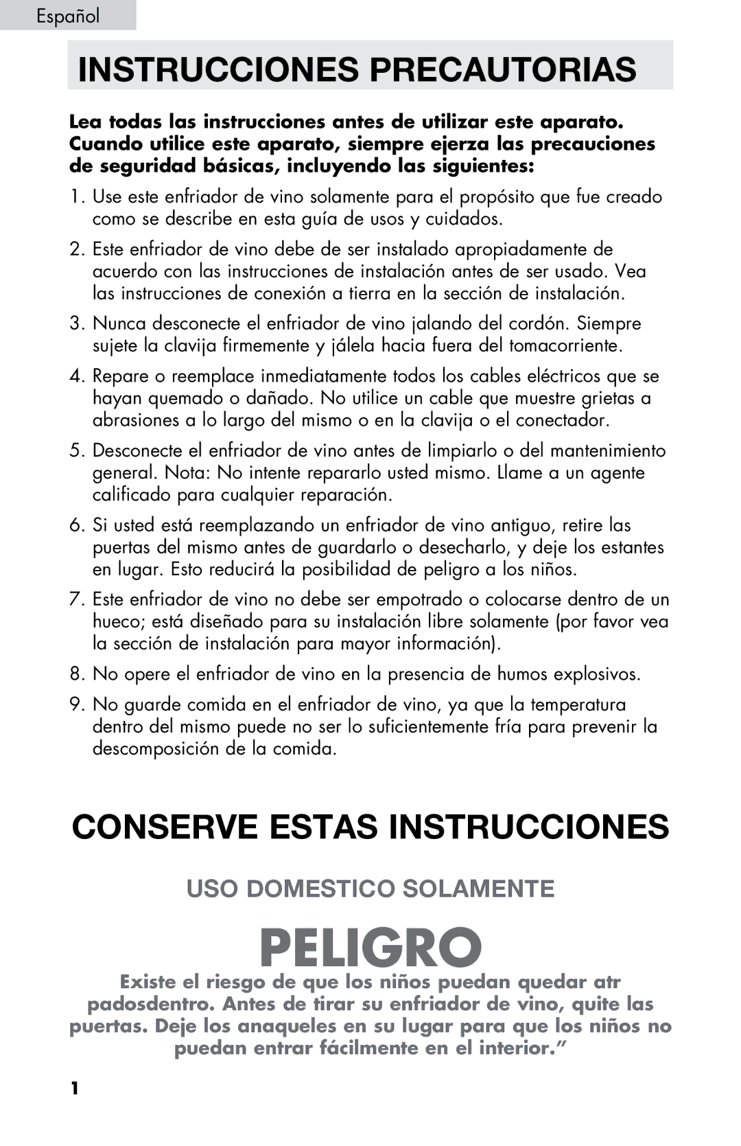 Haier HVDW20ABB -01 user manual Instrucciones Precautorias, USO Domestico Solamente 