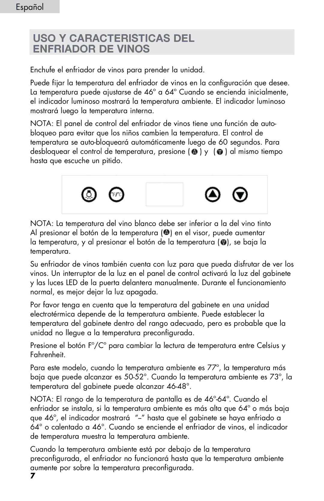 Haier HVDW20ABB -01 user manual USO Y Caracteristicas DEL Enfriador DE Vinos 