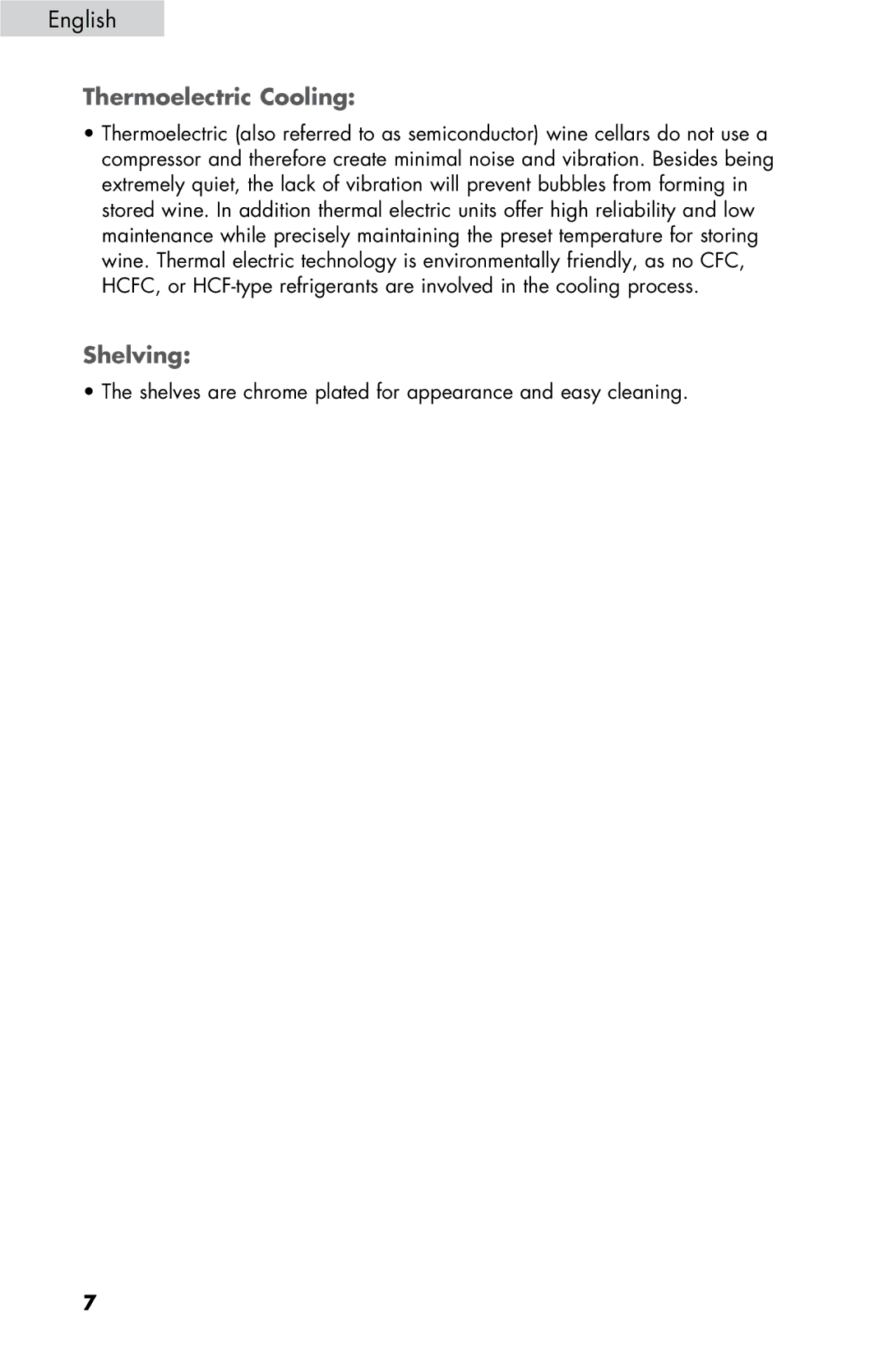 Haier HVDW20ABB -01 user manual Thermoelectric Cooling, Shelving 