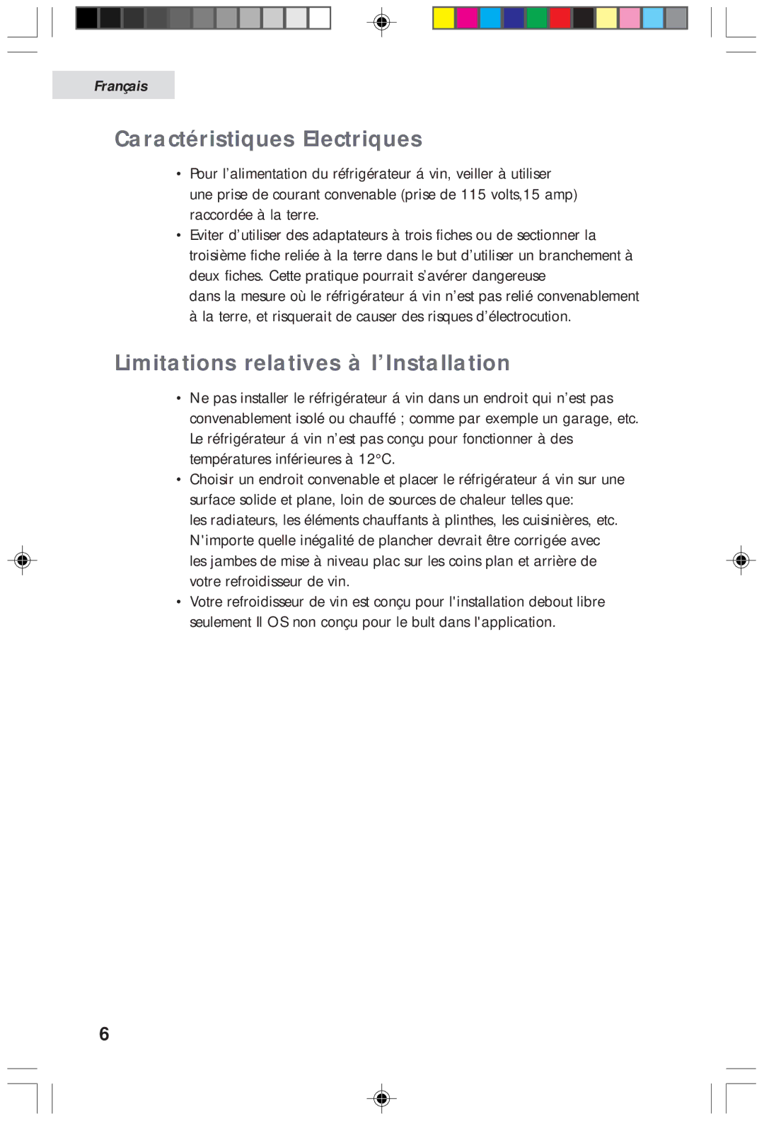 Haier HVF020A, HVFM20A user manual Caractéristiques Electriques 