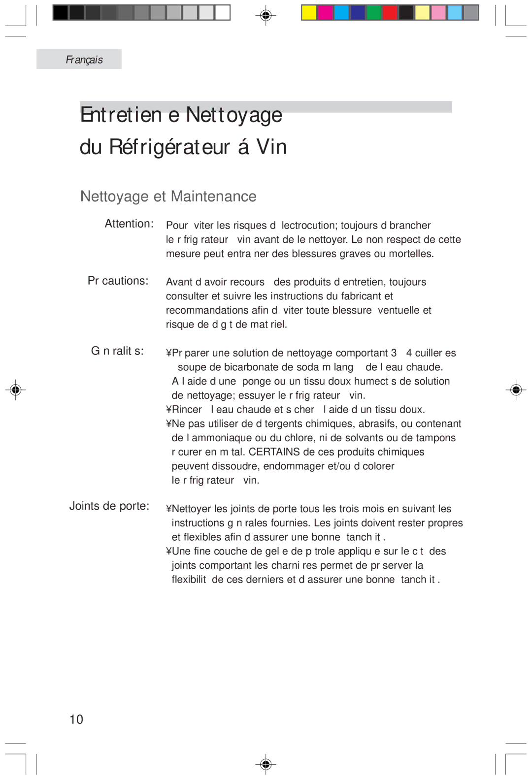 Haier HVF020A, HVFM20A user manual Entretien e Nettoyage du Réfrigérateur á Vin, Nettoyage et Maintenance 