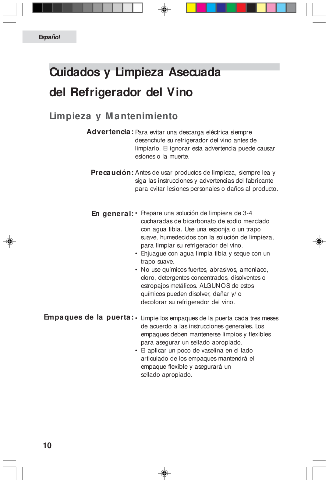 Haier HVF020A, HVFM20A user manual Cuidados y Limpieza Asecuada del Refrigerador del Vino, Limpieza y Mantenimiento, Español 