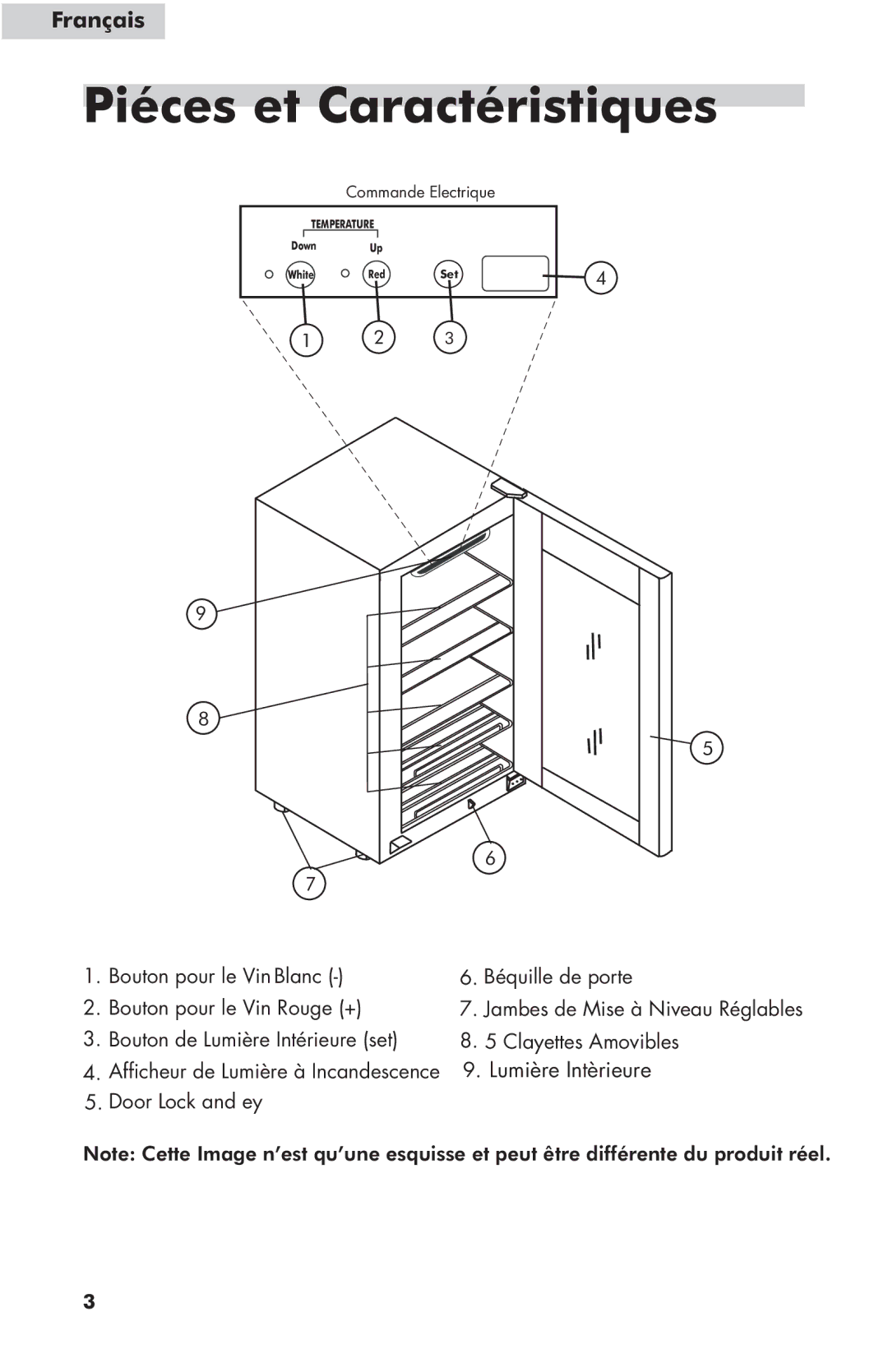 Haier HVFE024BBB user manual Piéces et Caractéristiques 