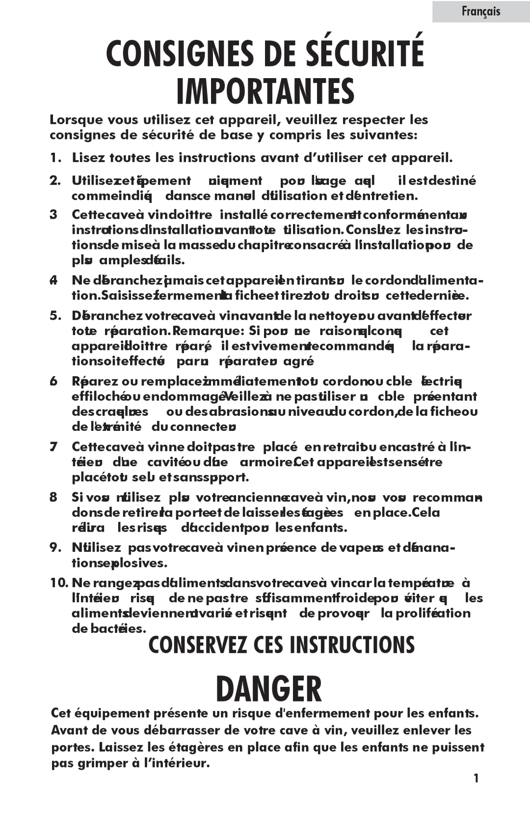 Haier HVFE040BBB user manual Importantes, Français 