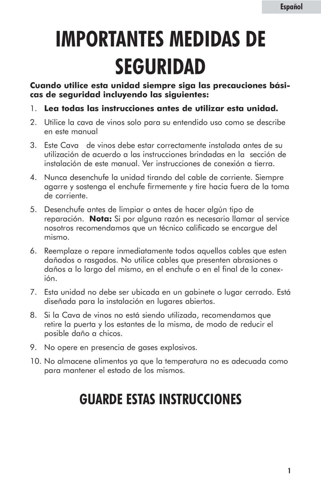 Haier HVFM24B user manual Seguridad, Importantes Medidas De, Guarde Estas Instrucciones, Español 