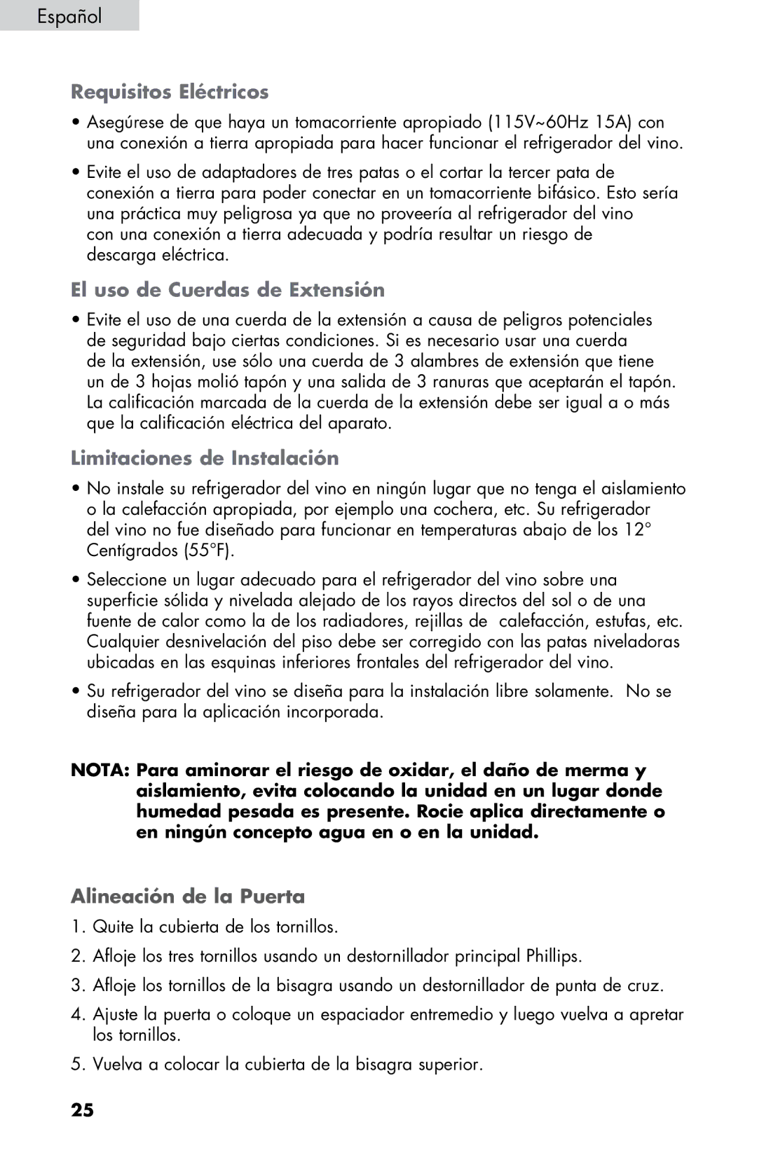 Haier HVTM12DABB user manual Requisitos Eléctricos, Alineación de la Puerta 