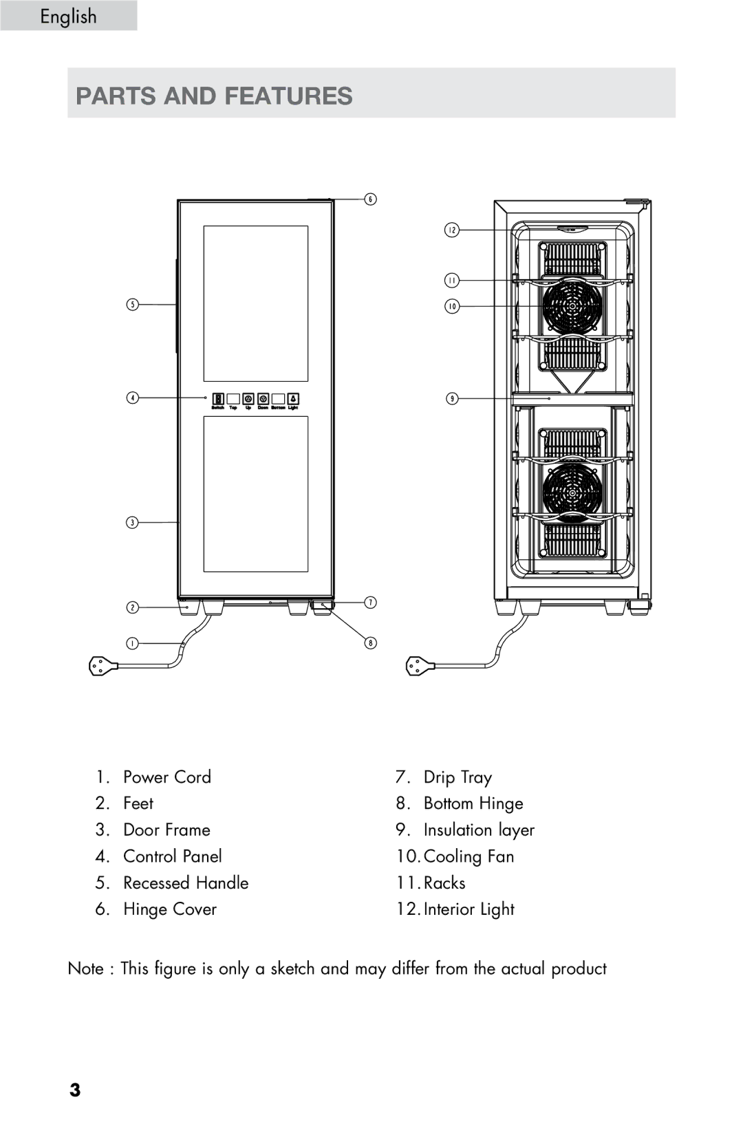 Haier HVTM12DABB user manual Parts and Features 