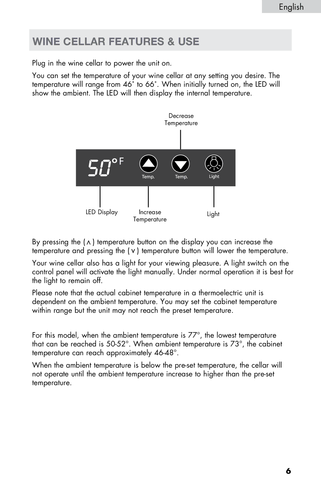 Haier HVTM04ABB, HVTM16ABB, HVTM06, HVTM08, HVTM12BSS user manual Wine Cellar Features & USE 