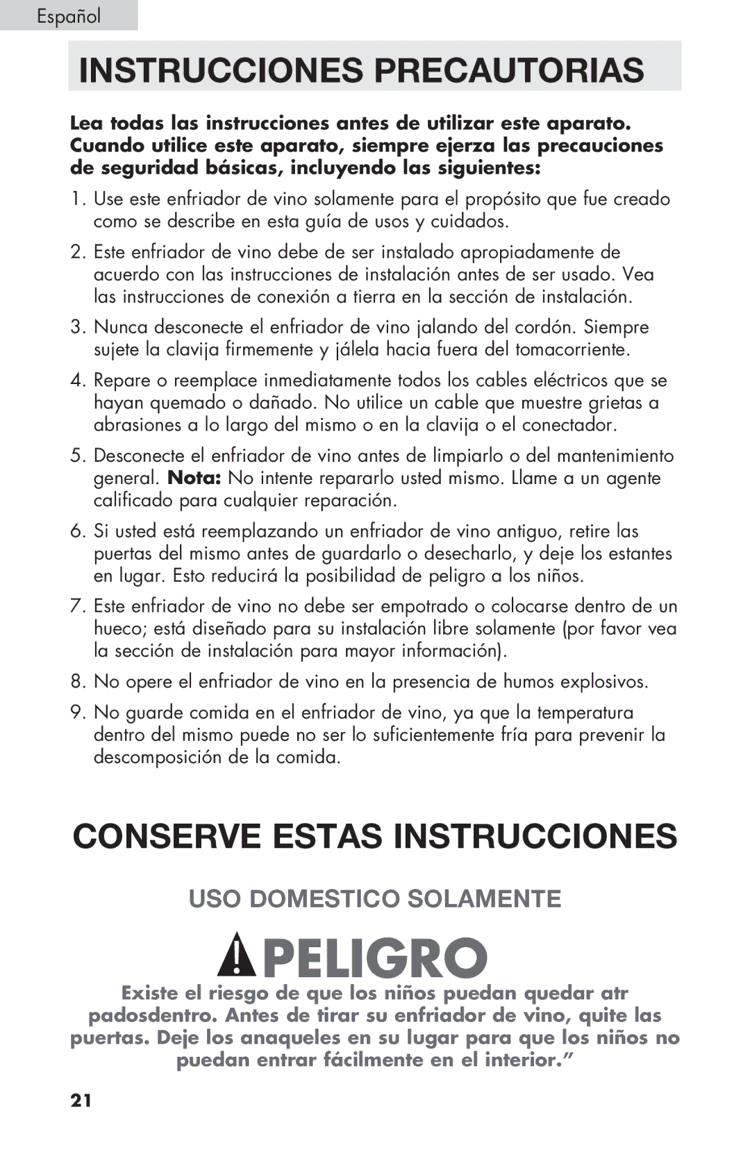 Haier HVTSM18DABB, HVTM32DABB, HVTM18DABB user manual Instrucciones Precautorias, USO Domestico Solamente 