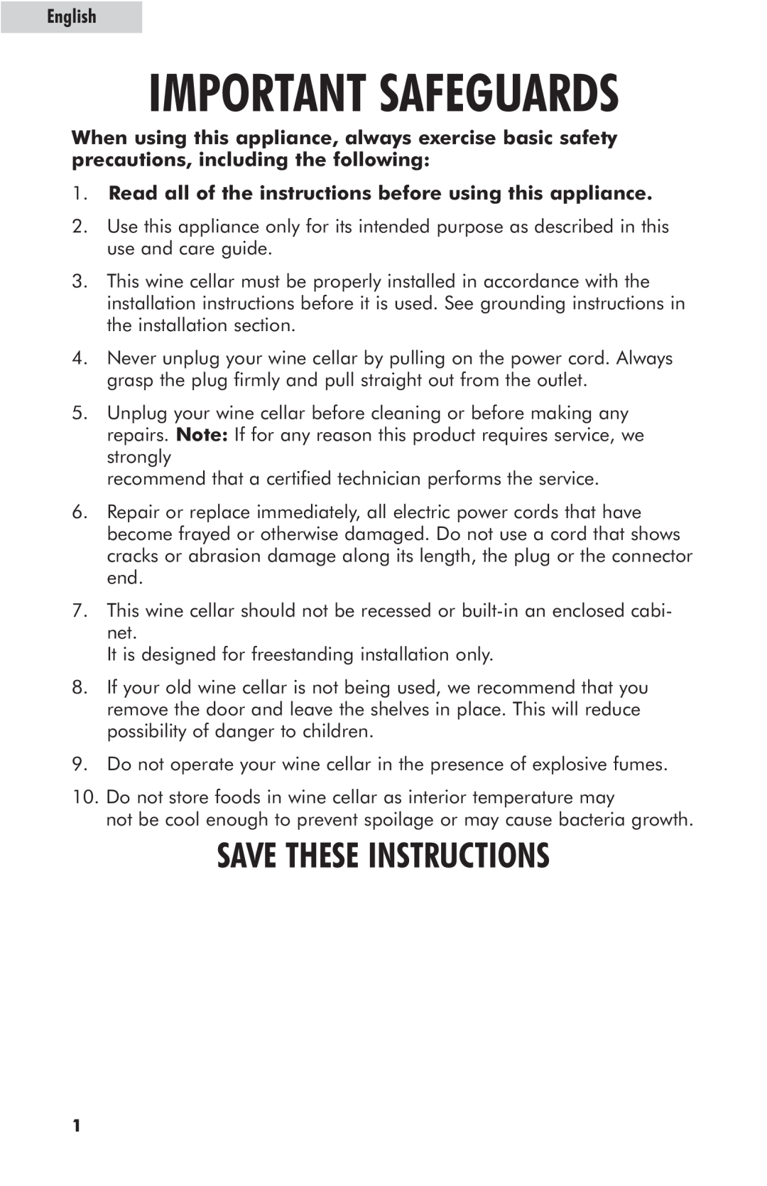 Haier HVZ040AB, HVZ035AB user manual Important Safeguards, Save These Instructions 