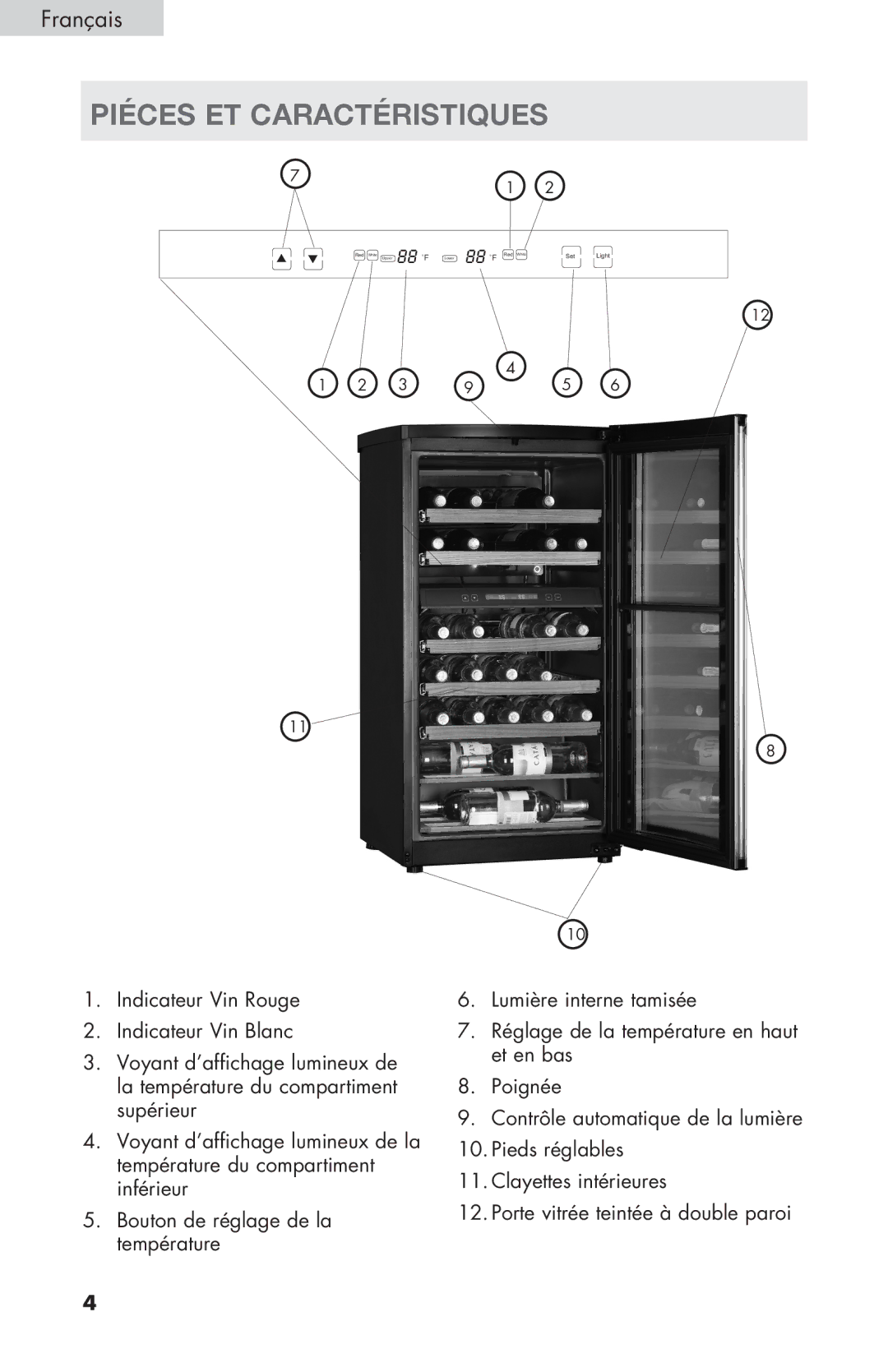 Haier HVZ040ABH5S user manual Piéces et caractéristiques 