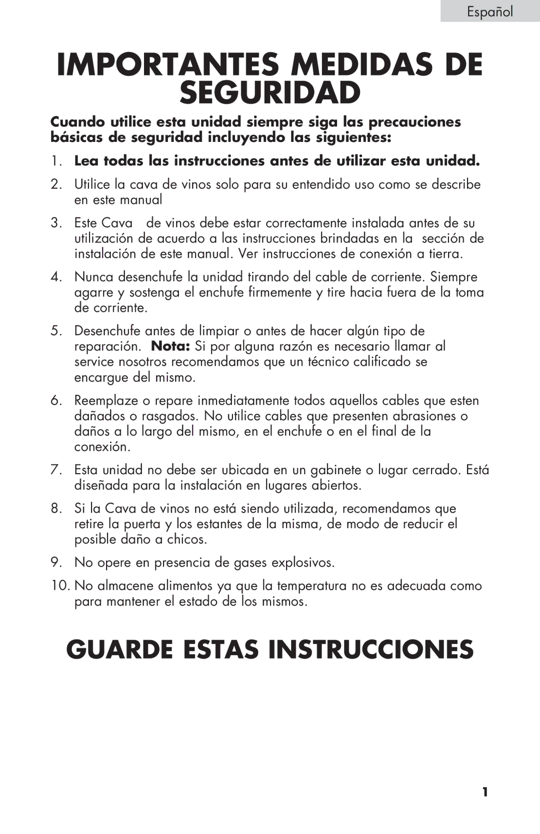 Haier HVZ040ABH5S user manual Importantes Medidas DE Seguridad 