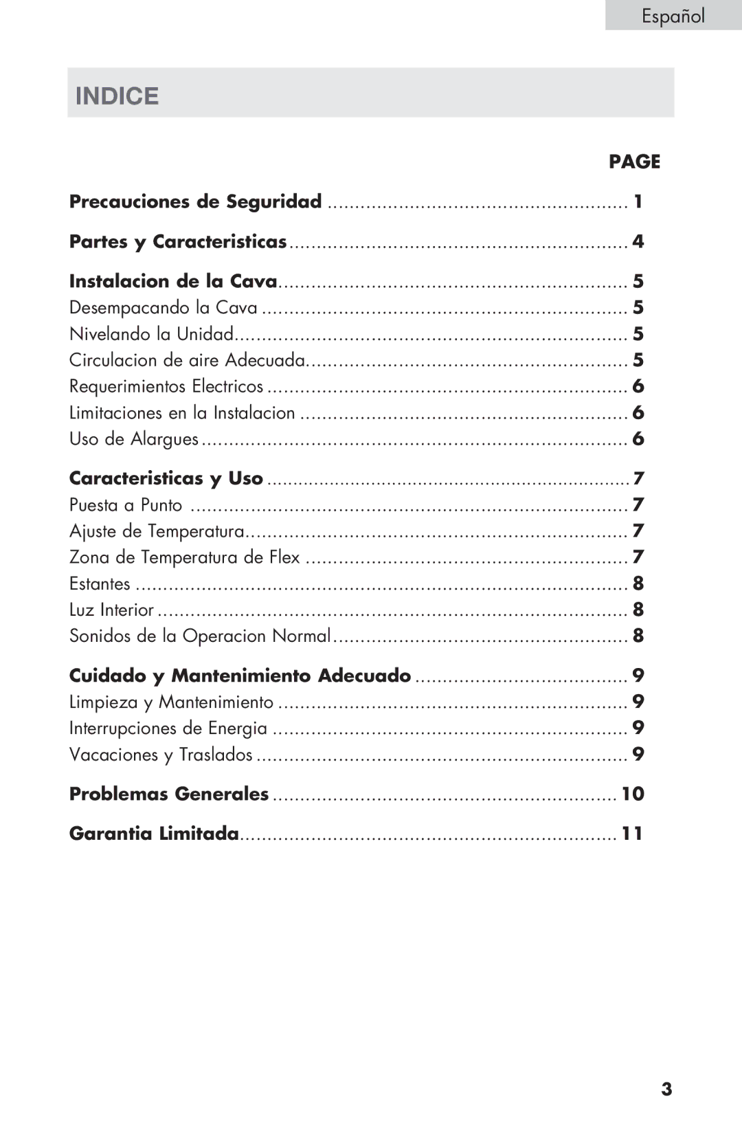 Haier HVZ040ABH5S user manual Indice, Español 