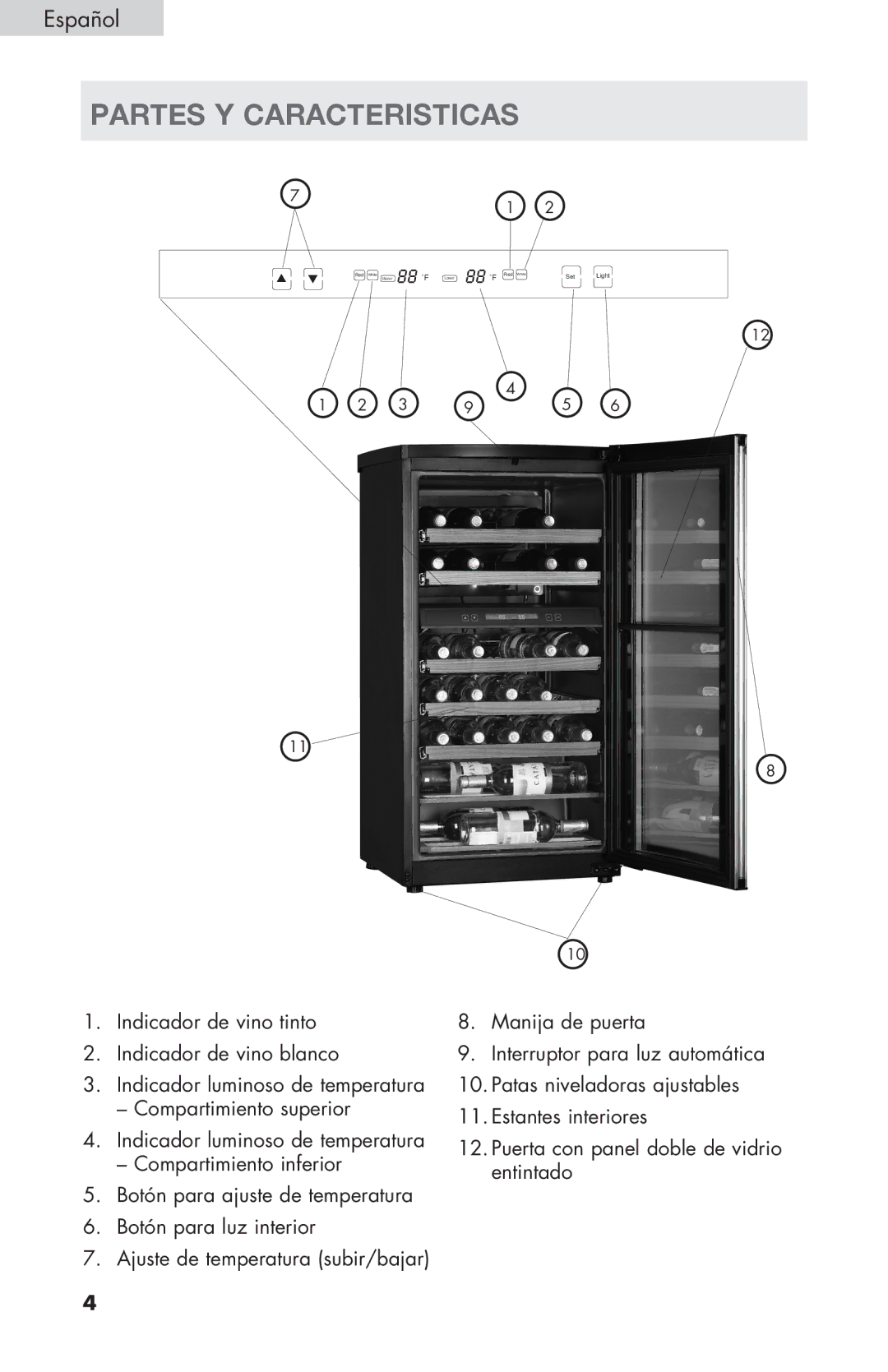 Haier HVZ040ABH5S user manual Partes y caracteristicas 