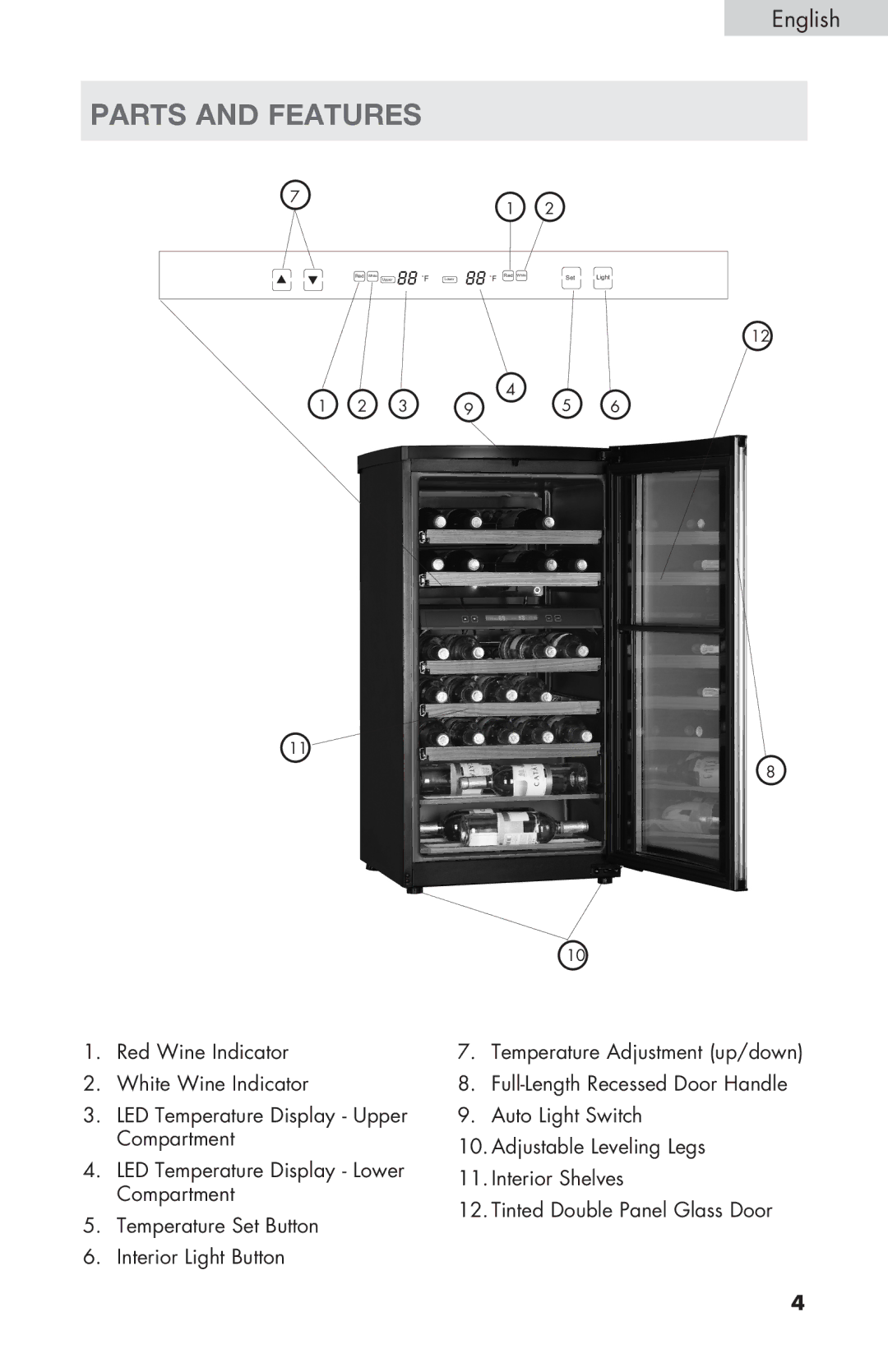 Haier HVZ040ABH5S user manual Parts and features 