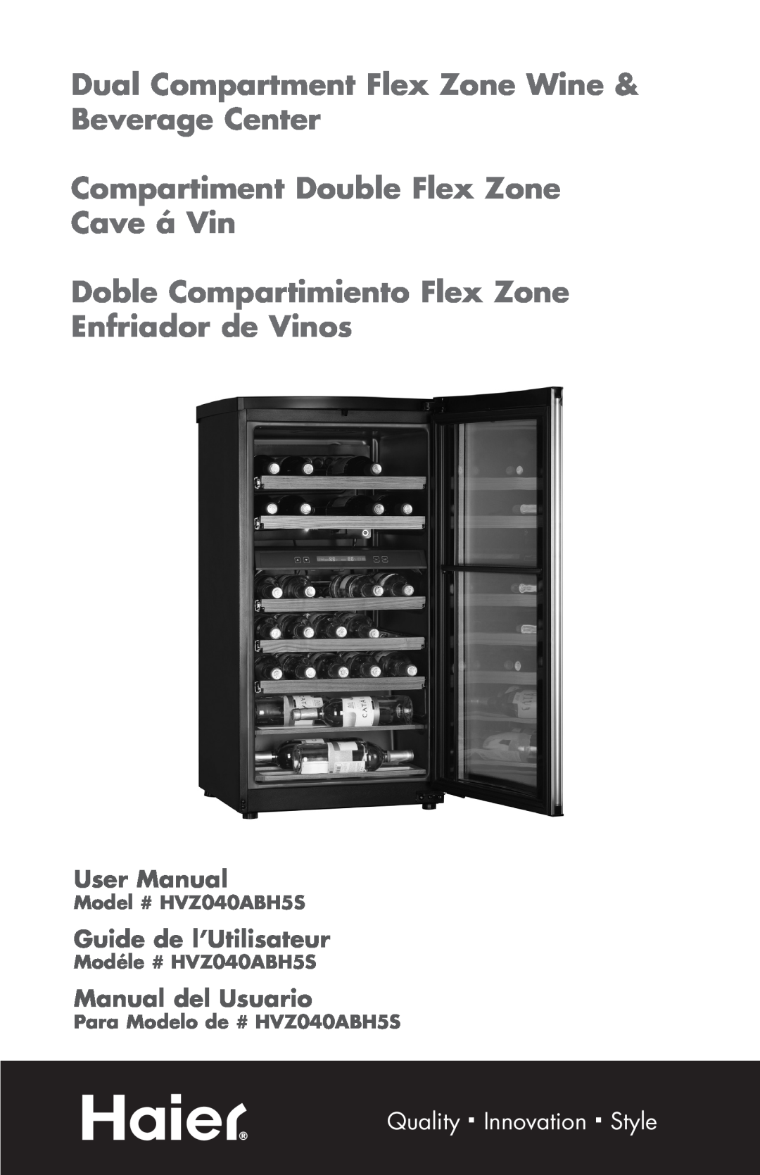 Haier HVZ040ABH5S user manual Dual Compartment Flex Zone Wine & Beverage Center, Compartiment Double Flex Zone Cave á Vin 