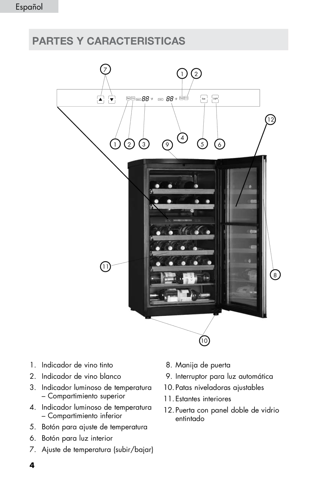 Haier HVZ040ABH5SBJ user manual Partes y caracteristicas 