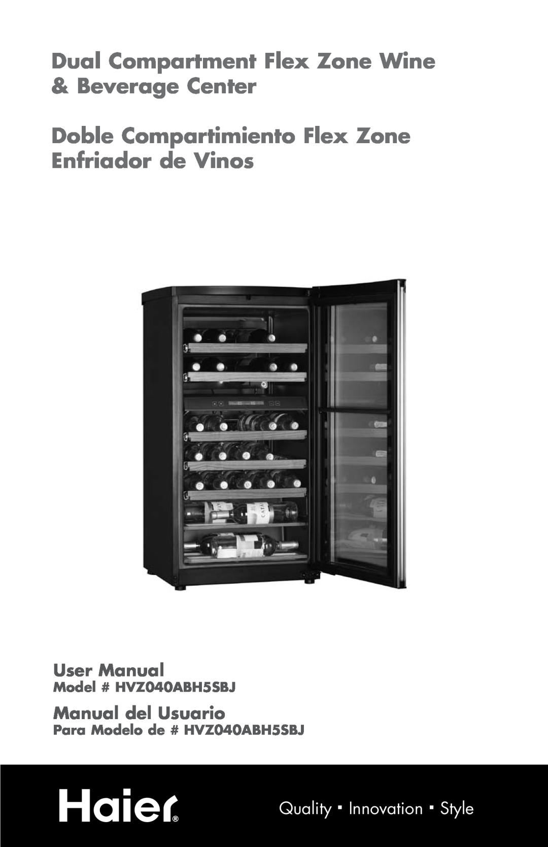 Haier HVZ040ABH5SBJ user manual Dual Compartment Flex Zone Wine & Beverage Center, Manual del Usuario 