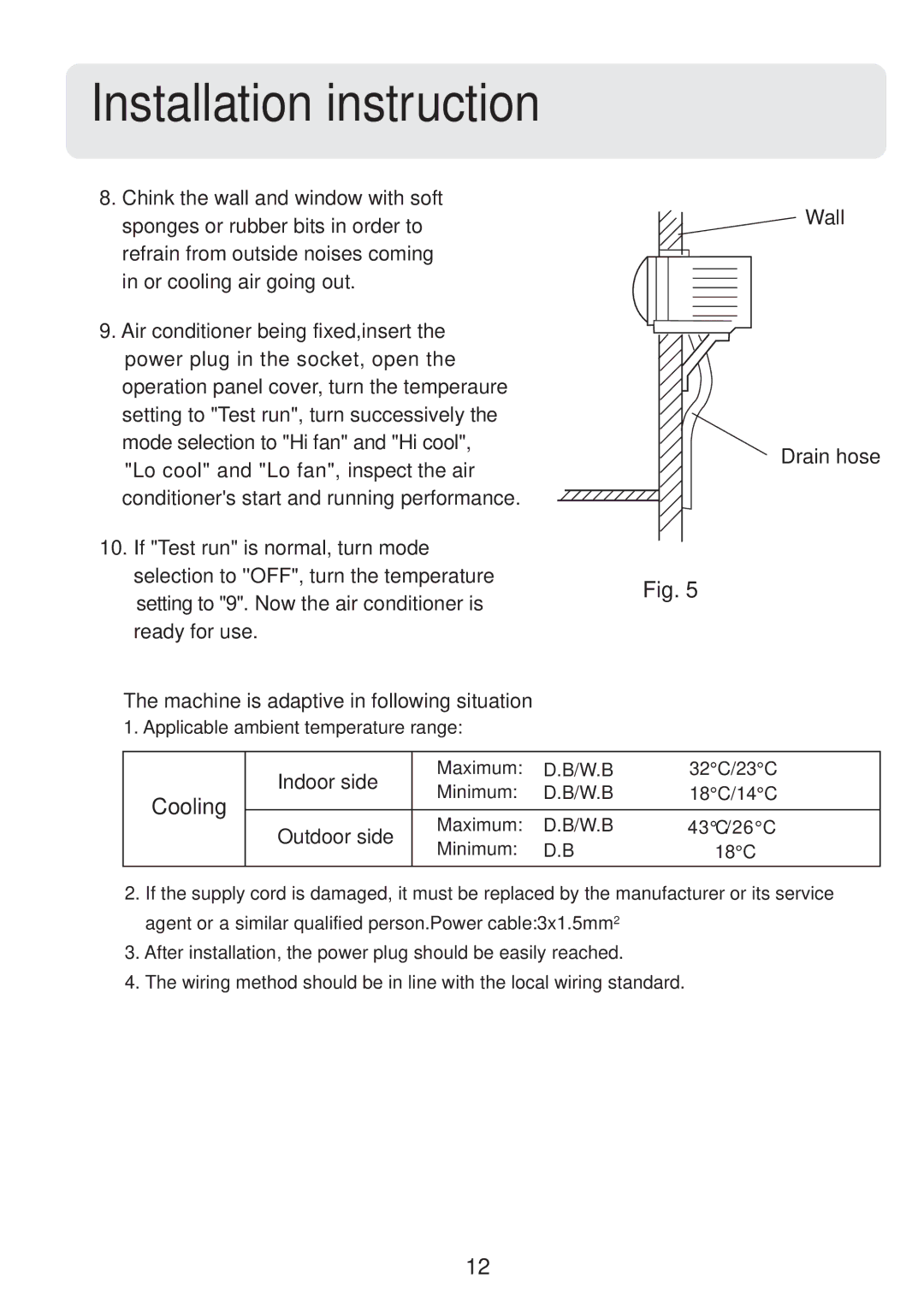 Haier HW-09CV03, HW-12CV03 manual Cooling 