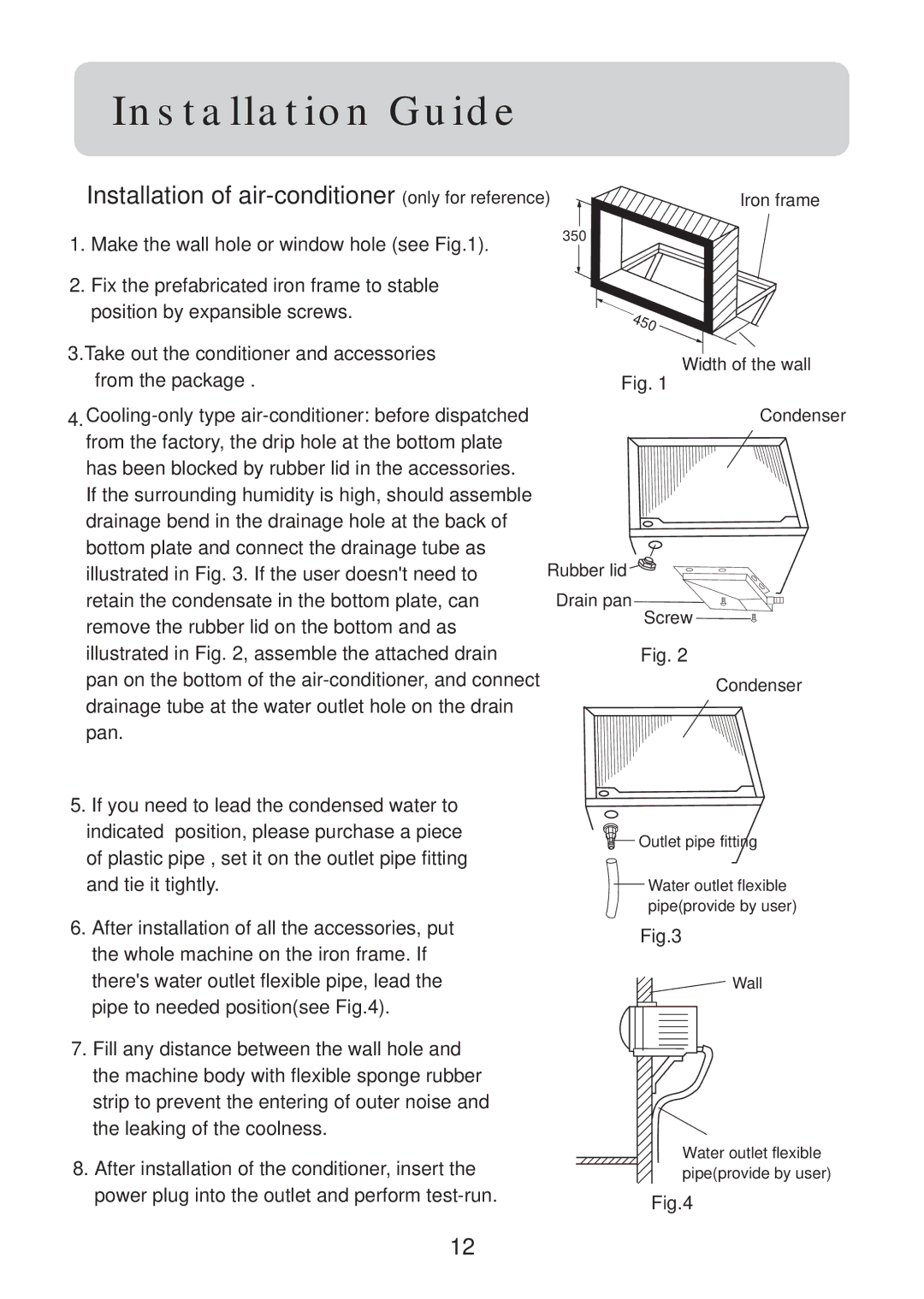 Haier HW-12LM13, HW-07LM13, HW-12LM03, HW-09LM13, HW-09LM03, HW-07LM03 Installation of air-conditioner only for reference 