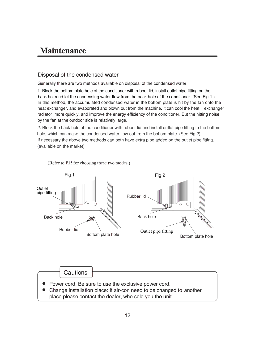 Haier HW-09LN03, HW-12LN03, 0010515690 manual Disposal of the condensed water 