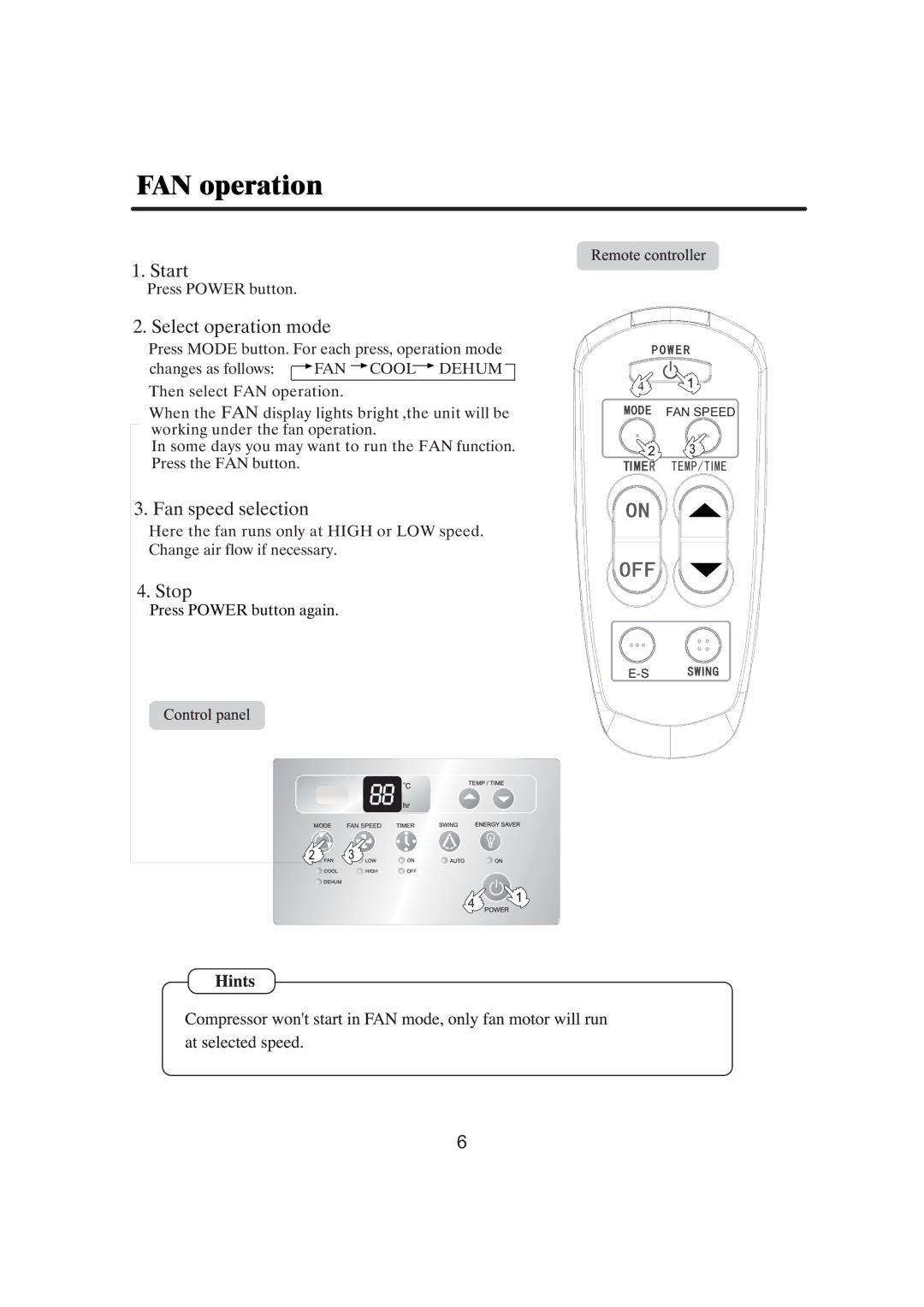 Haier HW-09LN03, HW-12LN03, 0010515690 manual FAN operation 