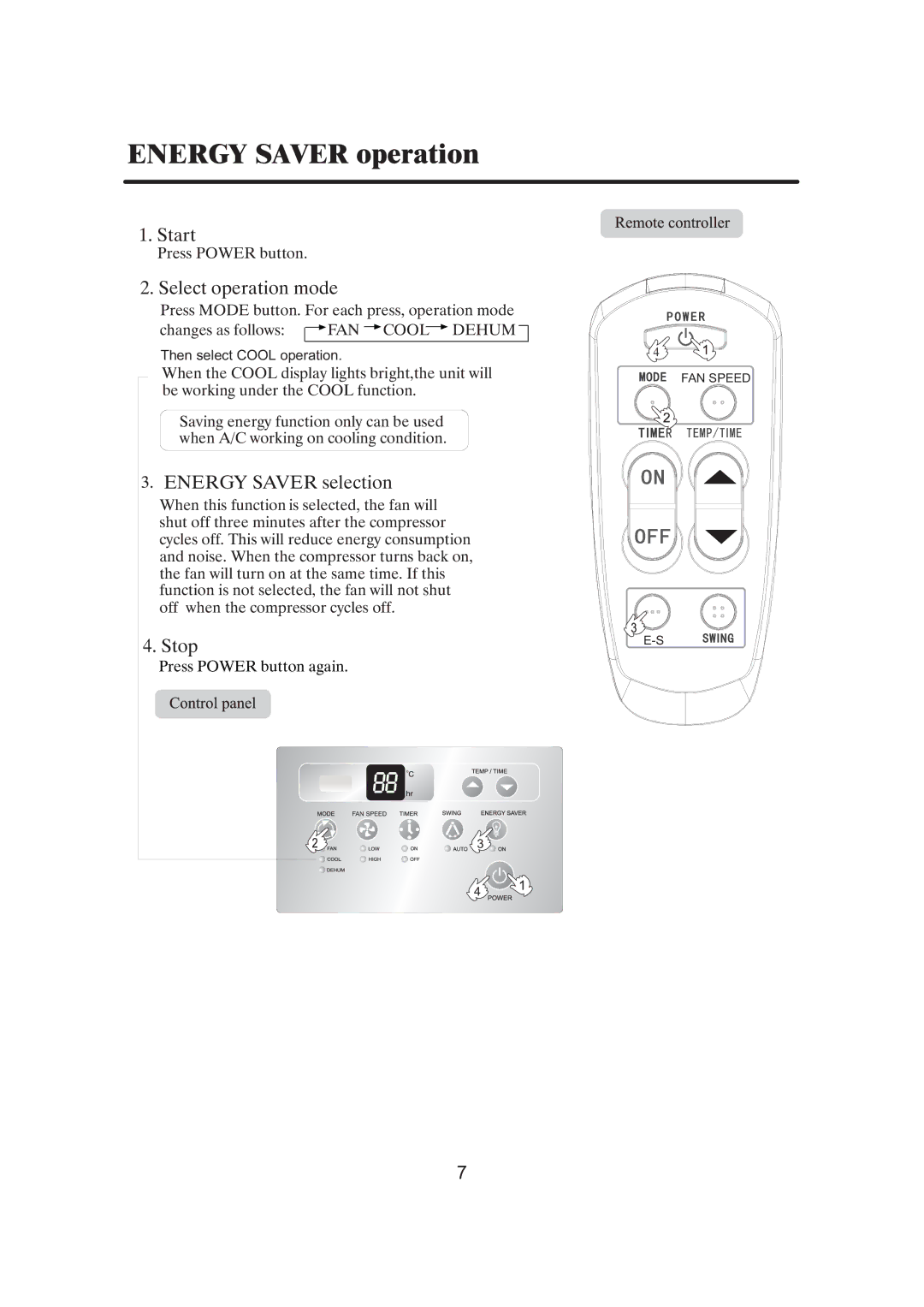 Haier 0010515690, HW-12LN03, HW-09LN03 manual Energy Saver operation 