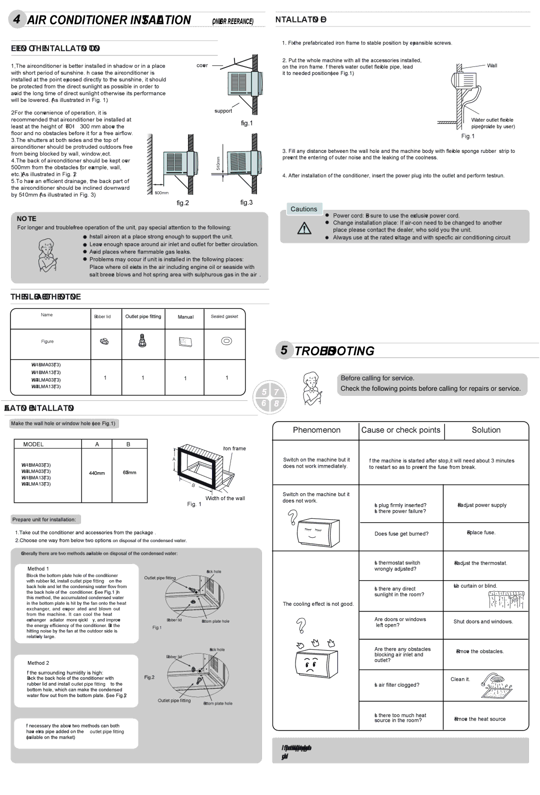 Haier HW-18LMA13(T3), HW-24LMA03(T3) manual Enclosed Accessories of the Conditioner, Preparations Before Installation 