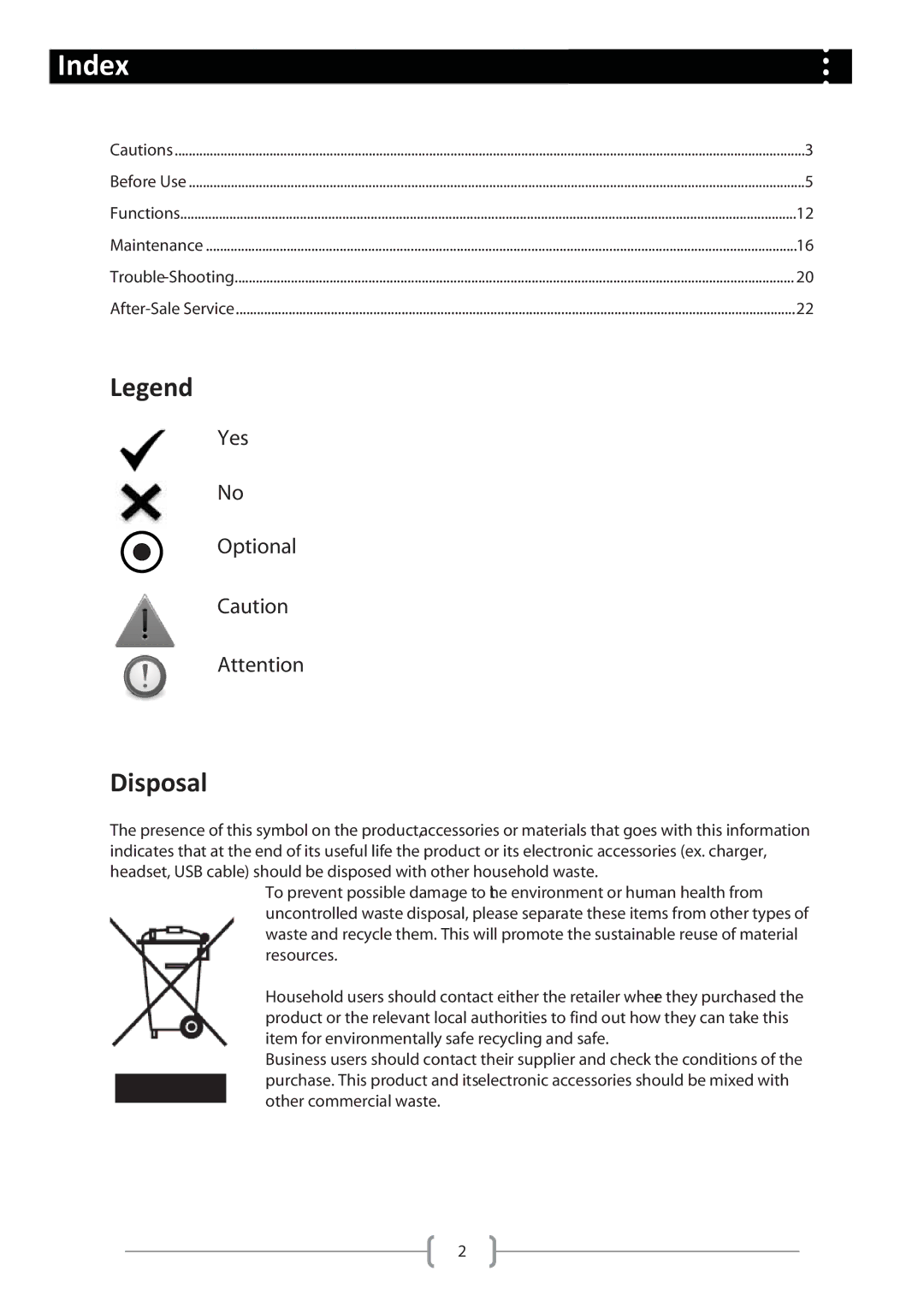 Haier HW80-1279 user manual Index, Disposal 