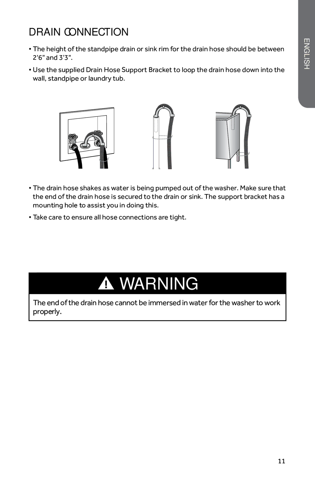 Haier HWD1600BW user manual Drain connection 