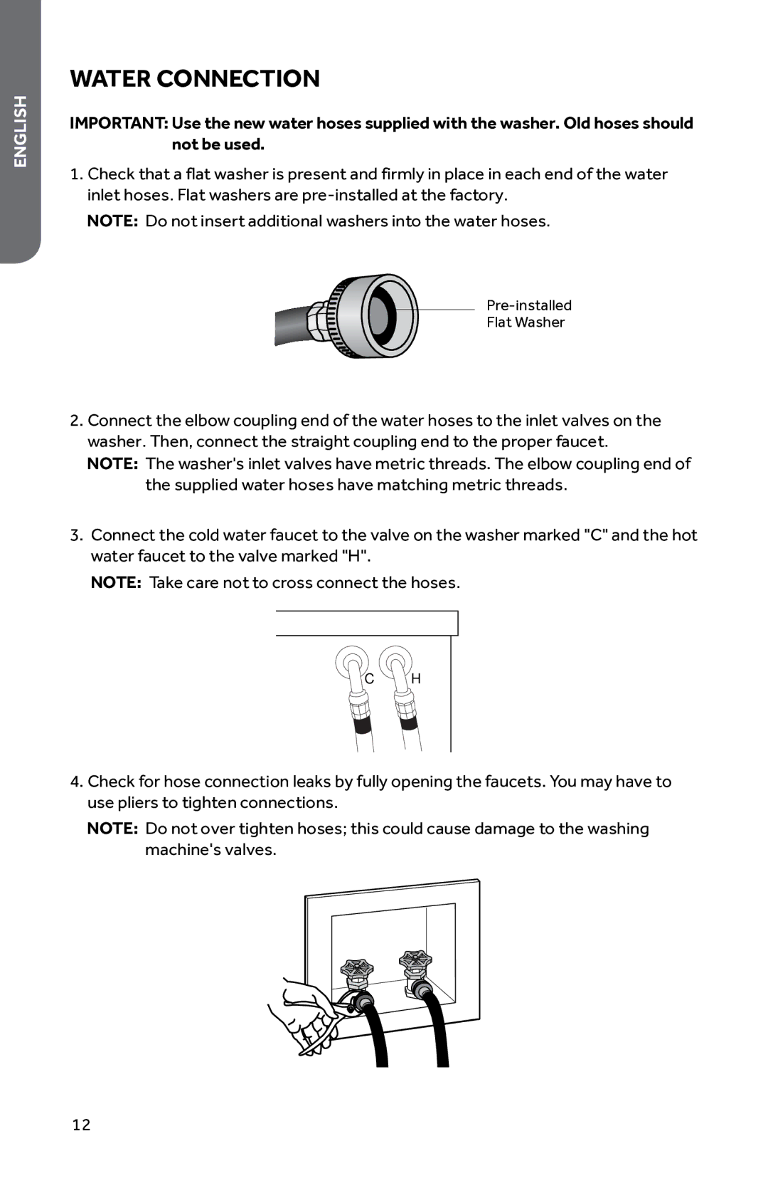 Haier HWD1600BW user manual Water connection 