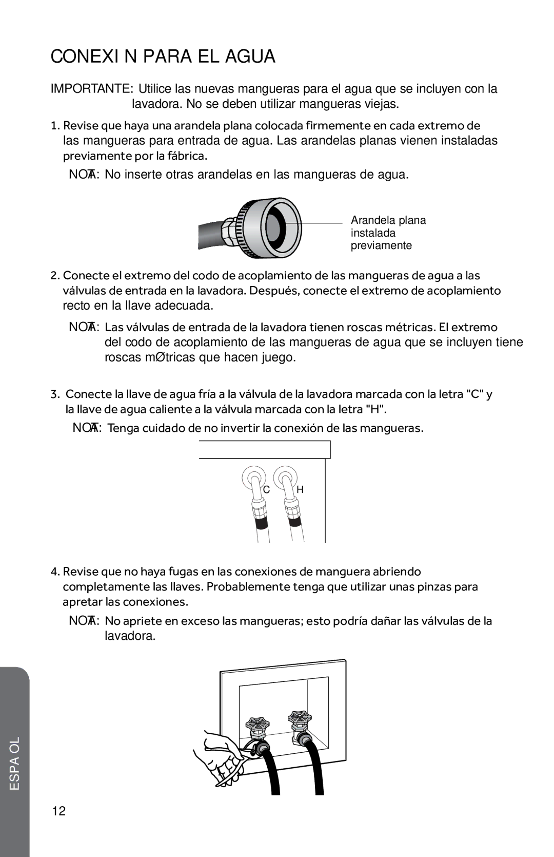 Haier HWD1600BW user manual Conexión Para EL Agua 