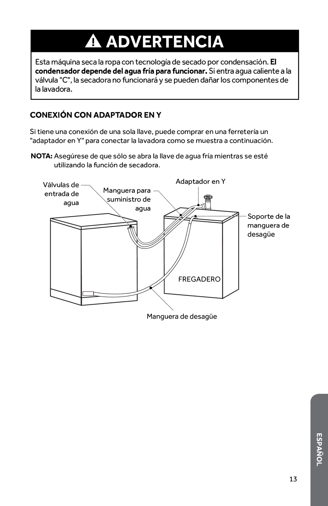 Haier HWD1600BW user manual Conexión CON Adaptador EN Y 