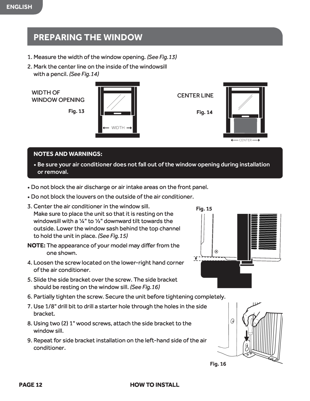 Haier HWE08XCN, HWE10XCN, HWE12XCN, HWE06XCN user manual Preparing The Window, English, Notes And Warnings 