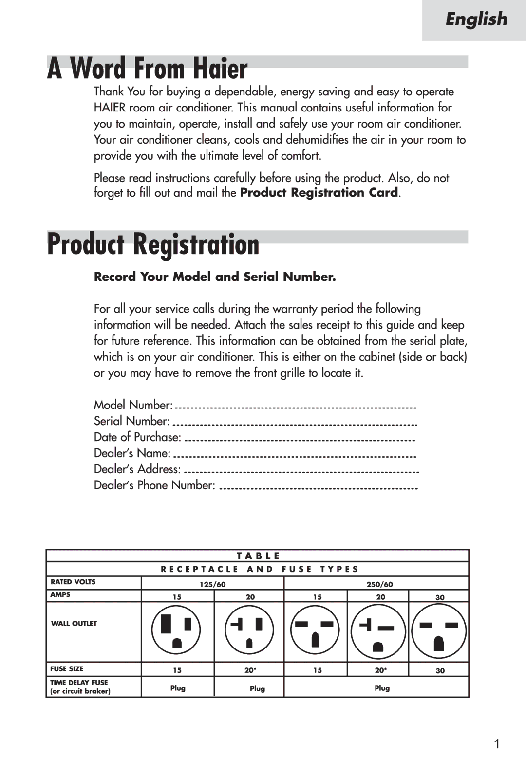 Haier HWF05XC3 manual 