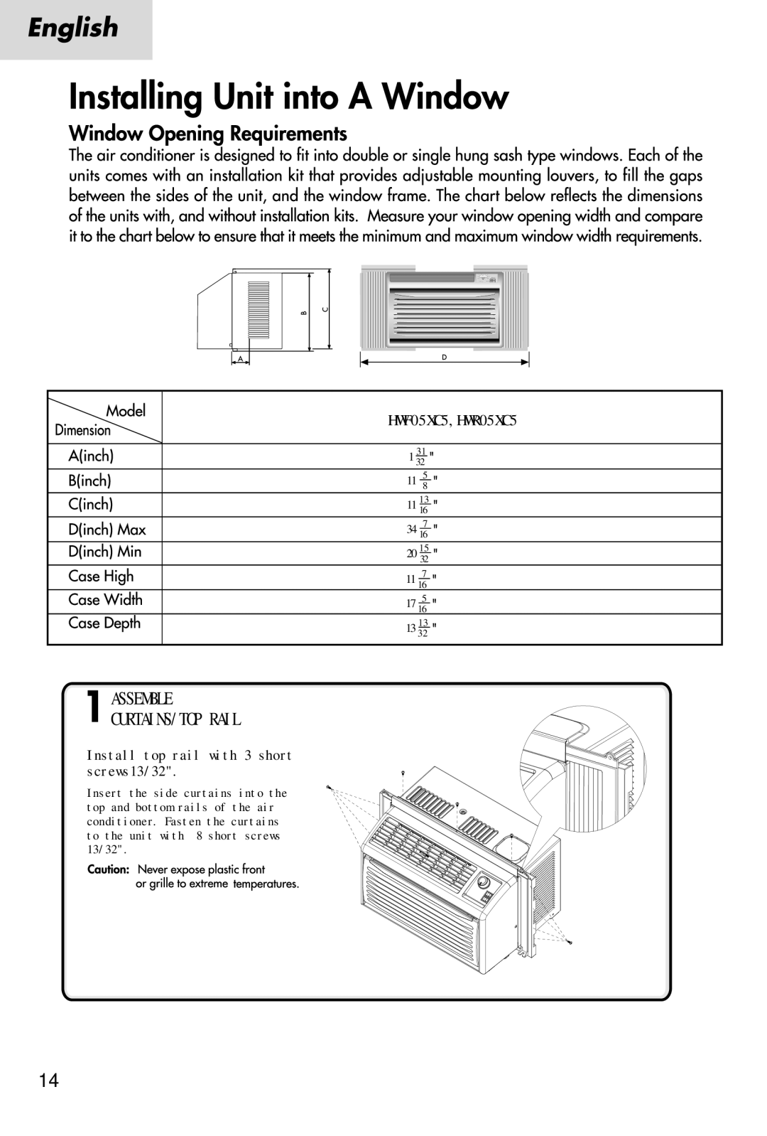 Haier HWF05XC5, HWR05XC5 manual Assemble CURTAINS/TOP Rail 